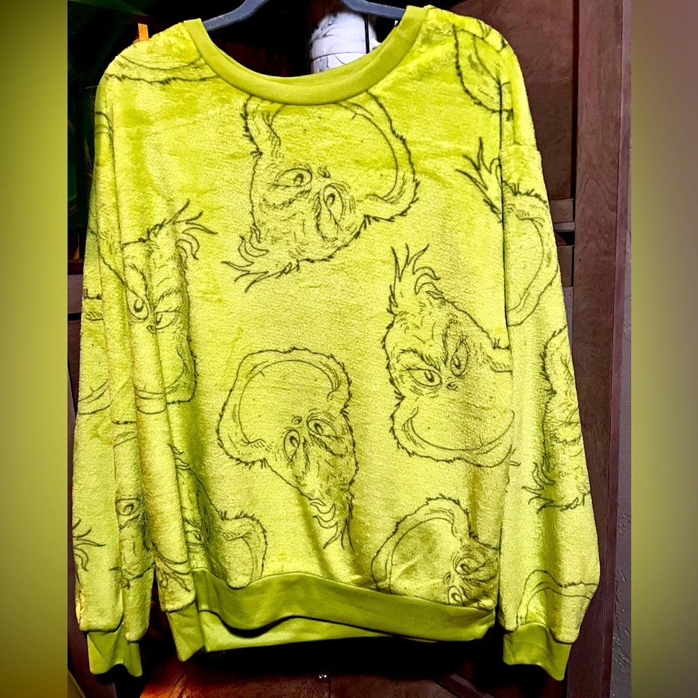 Dr Seuss the GRINCH extremely soft plush sweater , vibrant neon green -2X NWT